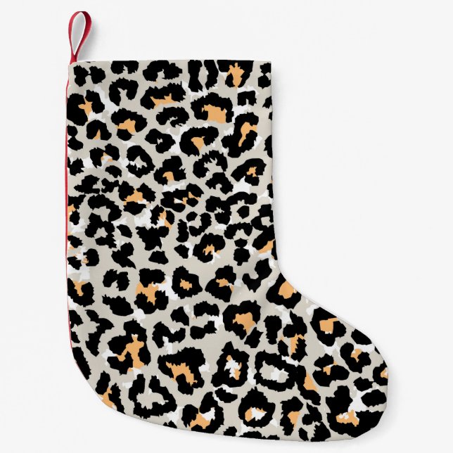leopard pattern coloured wild seamless small christmas stocking (Front)
