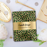 Leopard pattern emerald green gold 2024 planner<br><div class="desc">Elegant,  cool,  glamourous and feminine with emerald green and faux gold leopard pattern.  Personalize and add your name.   Personalize and add your name and a year. The name is written with a modern hand lettered style script.
Perfect for female Entrepreneurs,  make-up artists,  store owners,  consultants.</div>