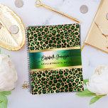 Leopard pattern emerald green gold planner<br><div class="desc">Elegant,  cool,  glamourous and feminine with emerald green and faux gold leopard pattern.  Personalize and add your name.   Personalize and add your name and a year. The name is written with a modern hand lettered style script.
Perfect for female Entrepreneurs,  make-up artists,  store owners,  consultants.</div>
