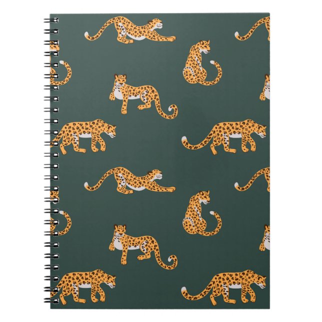 Leopard pattern flat colour seamless design illust notebook (Front)