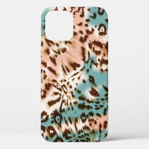 Leopard pattern illustration, animal print iPhone 12 case
