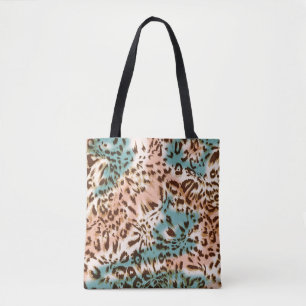 Leopard pattern illustration, animal print tote bag