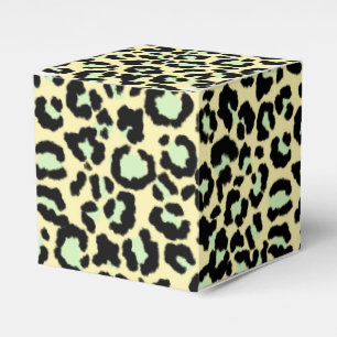 Leopard Pattern in Mint Green on Oatmeal Favor Box