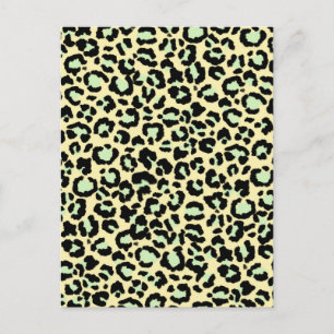 Leopard Pattern in Mint Green on Oatmeal Postcard