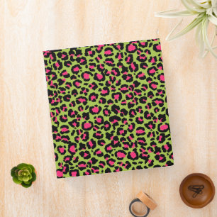 Leopard Pattern in Raspberry on Lime Green Binder