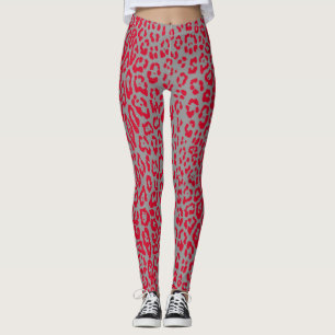 Leopard pattern in red and grey leggings