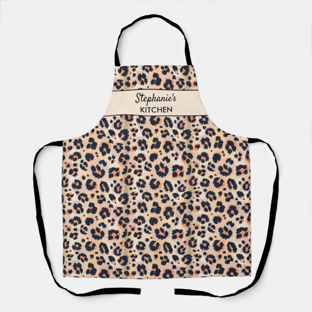 Leopard Pattern Jungle Safari Animal Print Custom Apron (Front)
