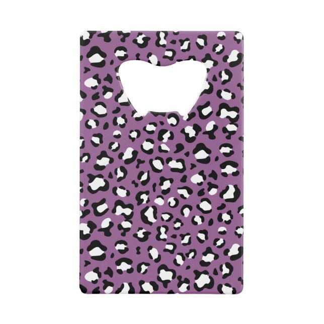 Leopard Pattern, Leopard Spots, Purple Leopard Credit Card Bottle Opener (Front)