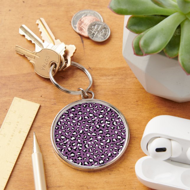 Leopard Pattern, Leopard Spots, Purple Leopard Keychain (Desk)