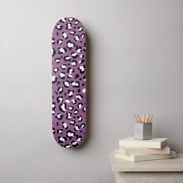 Leopard Pattern, Leopard Spots, Purple Leopard Skateboard (Wall Art)