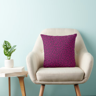 Leopard-Pattern Magenta- Throw Pillow