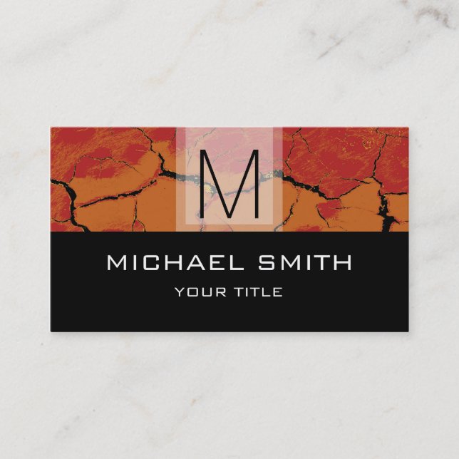 Leopard Pattern Modern Black Monogram #26 Business Card (Front)