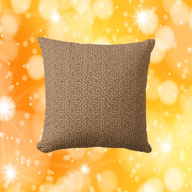 Leopard Pattern Print Brown Throw Pillow (A throw pillow with a brown leopard print pattern.)