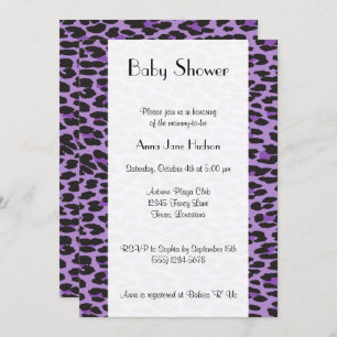 Leopard Pattern, Purple Leopard, Baby Shower Invitation