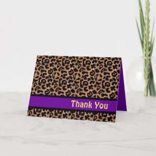 Leopard Pattern Purple Stripe Sweet 16 THANK YOU Card