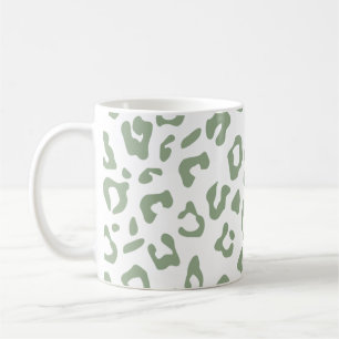 Leopard Pattern Sage Green Animal Print Coffee Mug