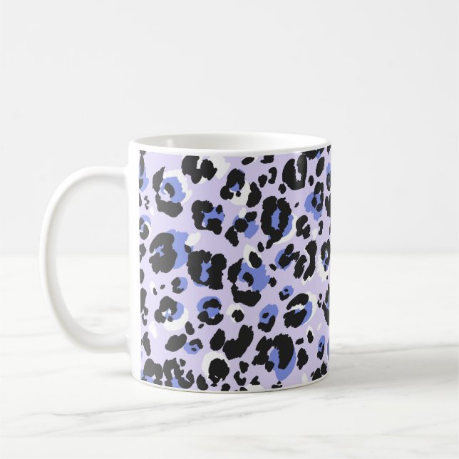 Leopard pattern seamless. Purple leo skin texture. Coffee Mug (Left)