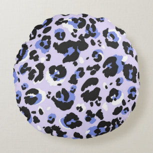 Leopard pattern seamless. Purple leo skin texture. Round Pillow