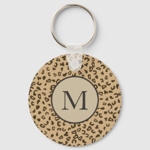 Leopard pattern skin texture tan keychain