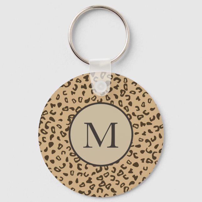 Leopard pattern skin texture tan keychain (Front)
