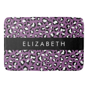 Leopard Pattern, Spots, Purple Leopard, Your Name Bath Mat