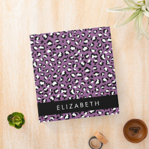 Leopard Pattern, Spots, Purple Leopard, Your Name Binder