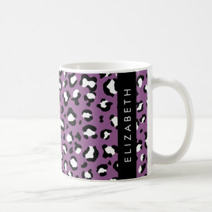 Leopard Pattern, Spots, Purple Leopard, Your Name Coffee Mug
