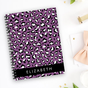 Leopard Pattern, Spots, Purple Leopard, Your Name Notebook