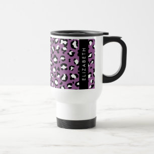 Leopard Pattern, Spots, Purple Leopard, Your Name Travel Mug