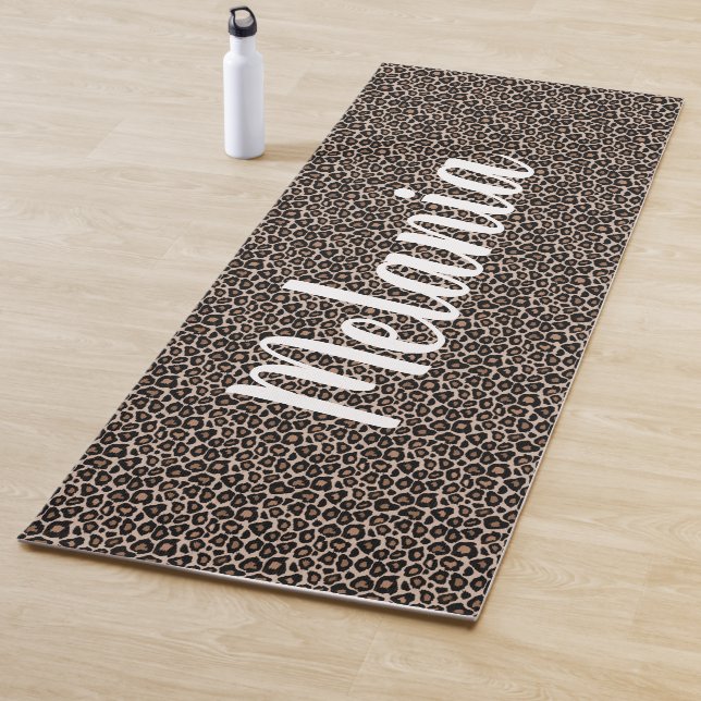 Leopard Pattern Your Text and Colour Yoga Mat (In Situ)