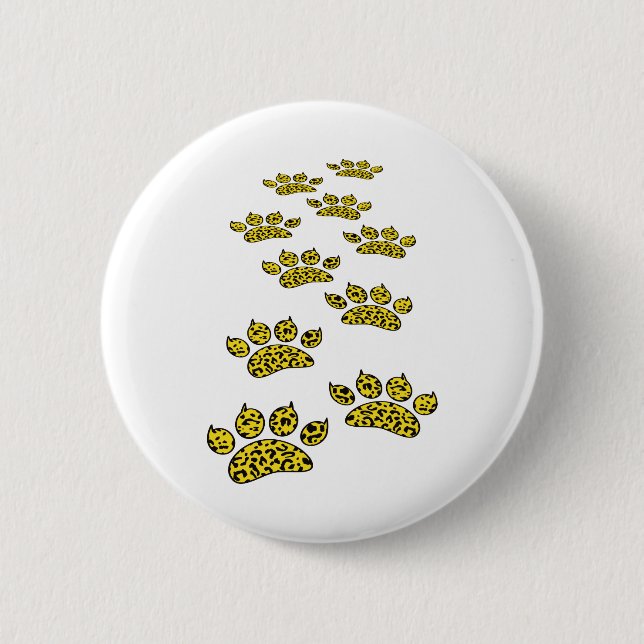 Leopard Paw Print 2 Inch Round Button (Front)