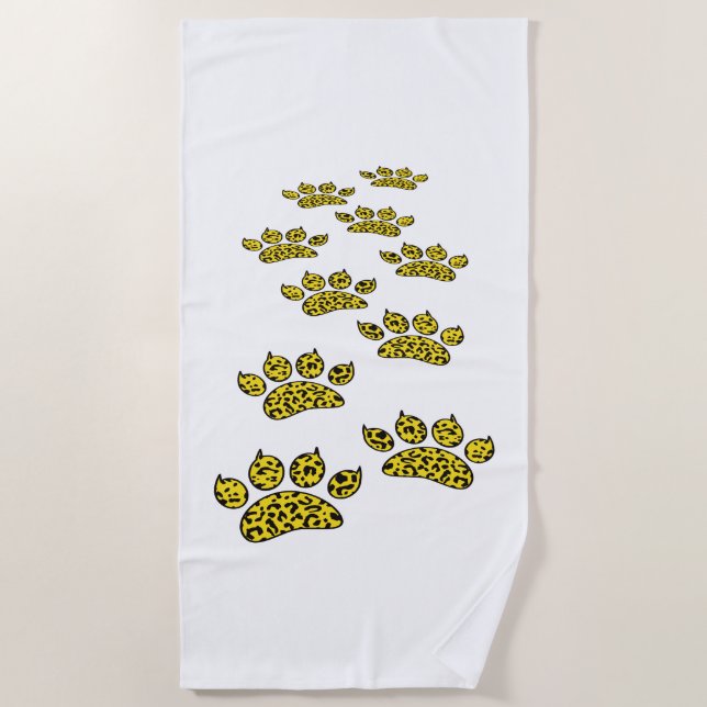 Leopard Paw Print  Beach Towel (Front)