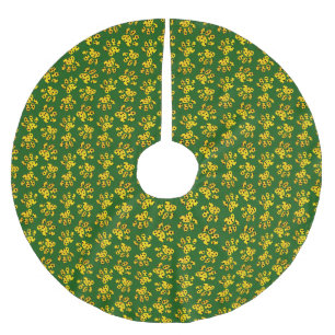 Leopard Paw Print Pattern Brushed Polyester Tree Skirt