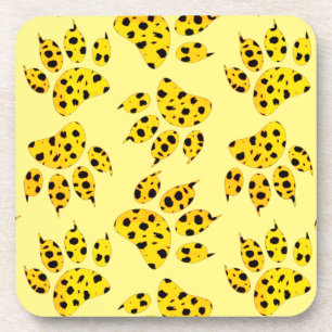 Leopard Paw Print Pattern Coaster
