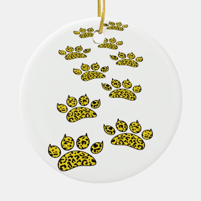 Leopard Paw Print Throw Ceramic Ornament (Front)