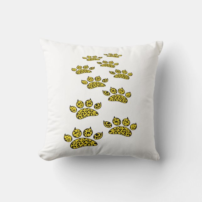 Leopard Paw Print Throw Pillow (Front)