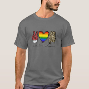 Leopard Peace Love Alabama Heart LGBT Pride Christ T-Shirt