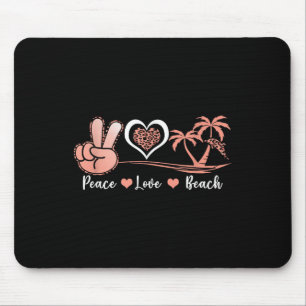 Leopard Peace Love Beach Cool Summer Vibes Beach L Mouse Pad