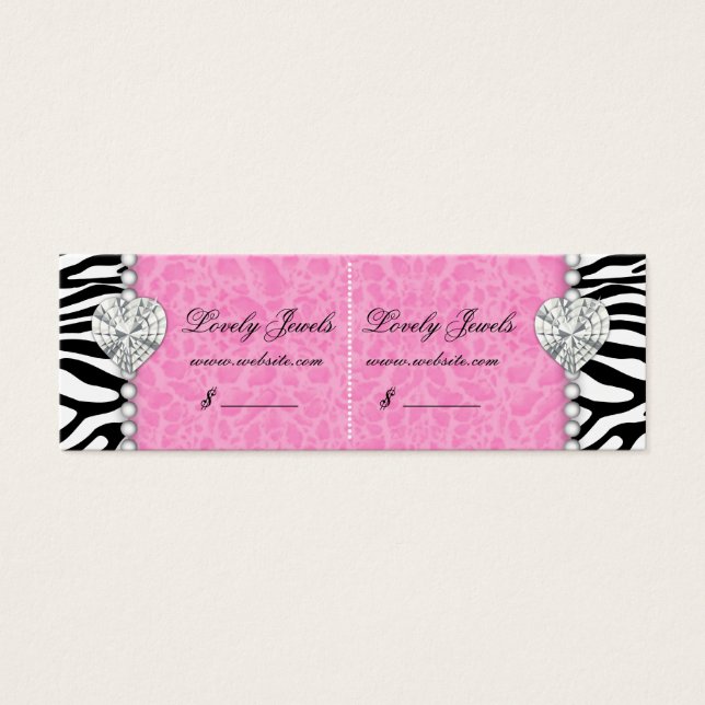 Leopard Pearl Lace Jewels Price Tag Pink Double (Front)