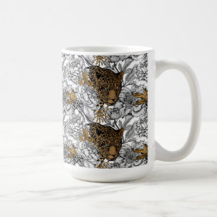 Leopard & Peonies Pattern Coffee Mug