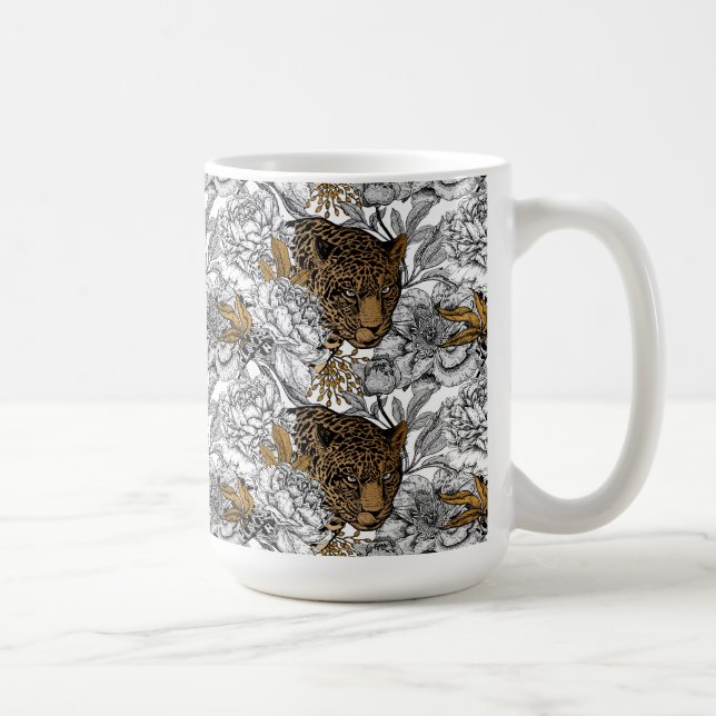 Leopard & Peonies Pattern Coffee Mug (Right)