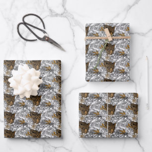 Leopard & Peonies Pattern Wrapping Paper Sheet