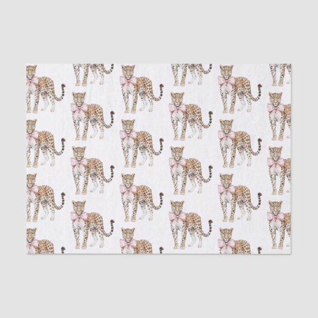 Leopard Pink Bow Birthday Tissue Paper (Front)