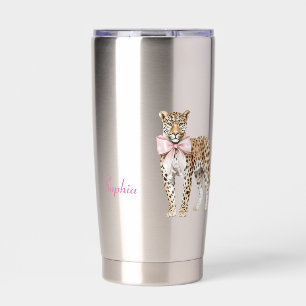 Leopard Pink Bow   Insulated Tumbler