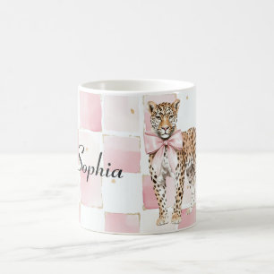 Leopard Pink Bow Squares Coffee Mug