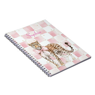 Leopard Pink Bow Squares Notebook