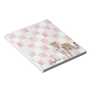 Leopard Pink Bow Squares Notepad