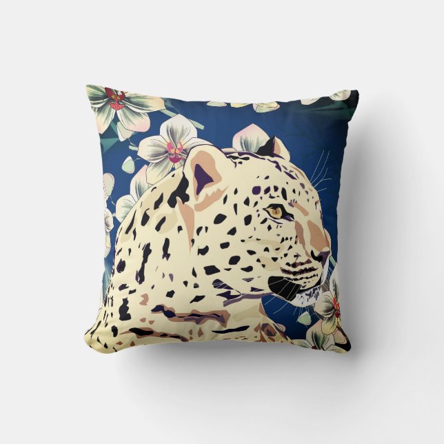 Leopard, pink Orchid Throw Pillow (Front)