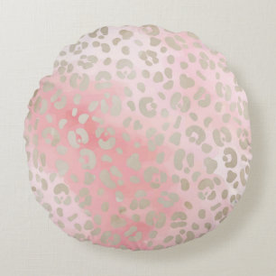 Leopard Pink Pattern Round Pillow