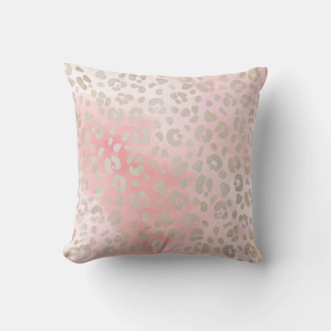 Leopard Pink Pattern Throw Pillow (Front)